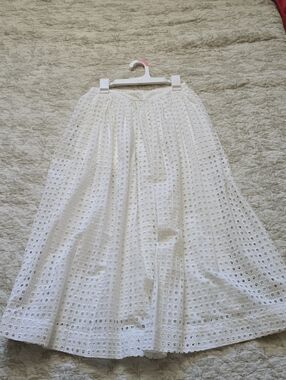 kate spade White Eyelet A-Line Midi Skirt